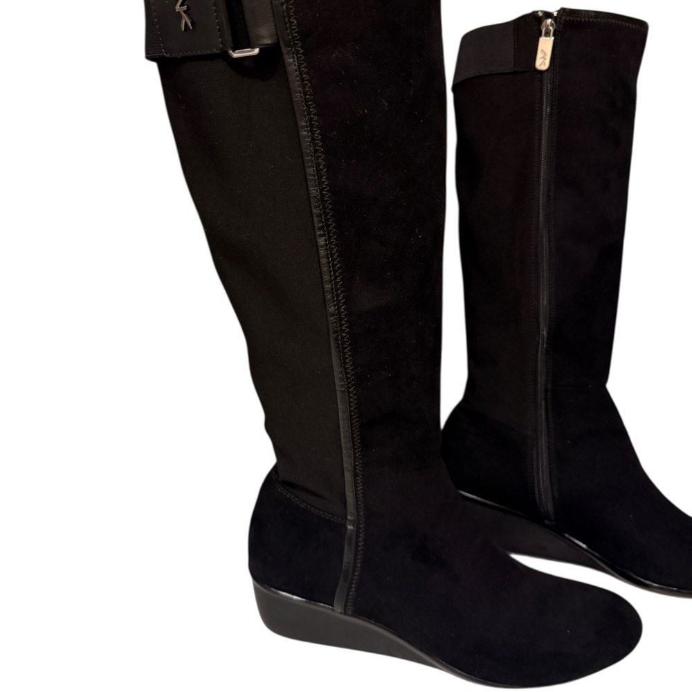 Calvin Klein, beautiful Black Knee-High Women's Boots suede leather soft & comfy - Picture 14 of 15